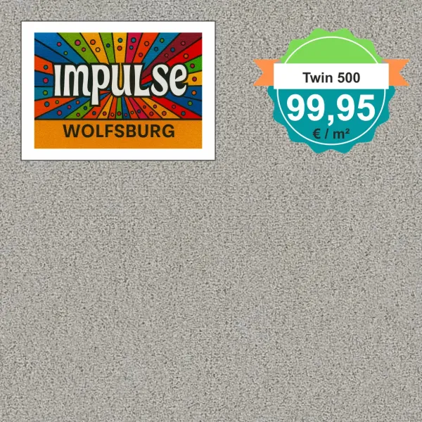 Draufsicht Girloon TWIN Teppichboden Velours 520 Grau, 2/4 m breit, Preis 99,95 €/m²